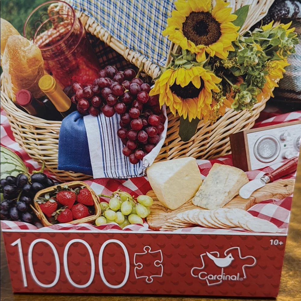 Cardinal Picnic Puzzle with Sunflowers and Grapes